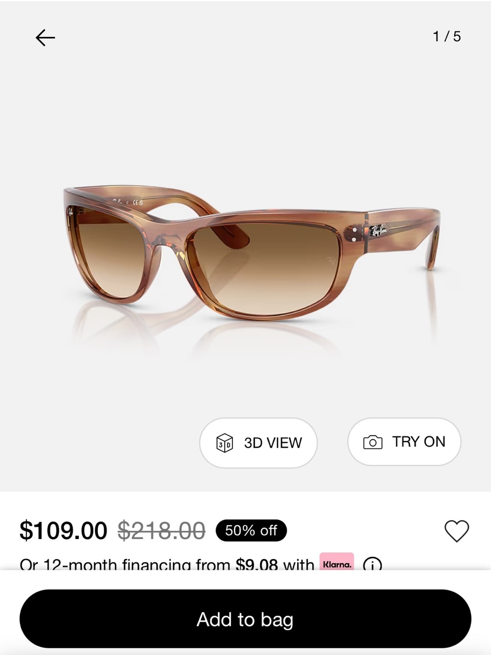 Ray-Ban Women's Translucent Brown Frame Sunglasses with Brown Gradient Lenses